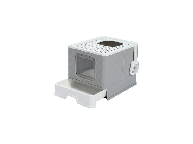 US Gray Self-Cleaning Hooded Cat Litter Box Enclosed Large Kitty Toilet Refill