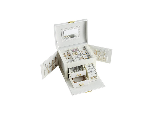US Large Box Layers Jewelry Organizer Case Portable Travel Lockable Gift Fashion