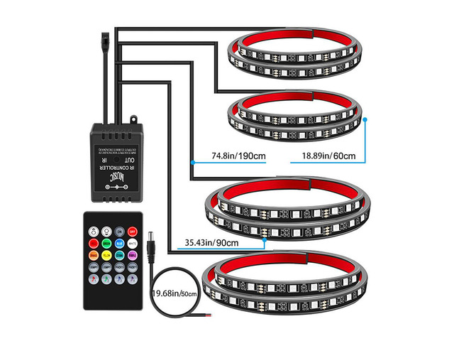 US 4Pcs 12V Neon Accent Lights Kit Car Underglow Lights Waterproof Underglow Led