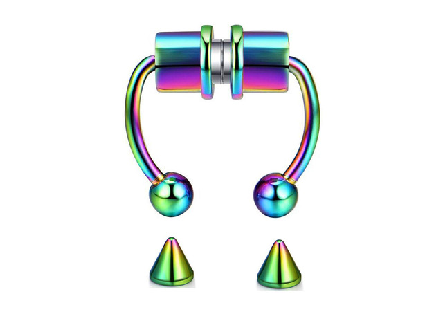 US 1 Pcs Magnetic Septum Nose Ring Stainless Steel Fake Non Piercing Nose Clip