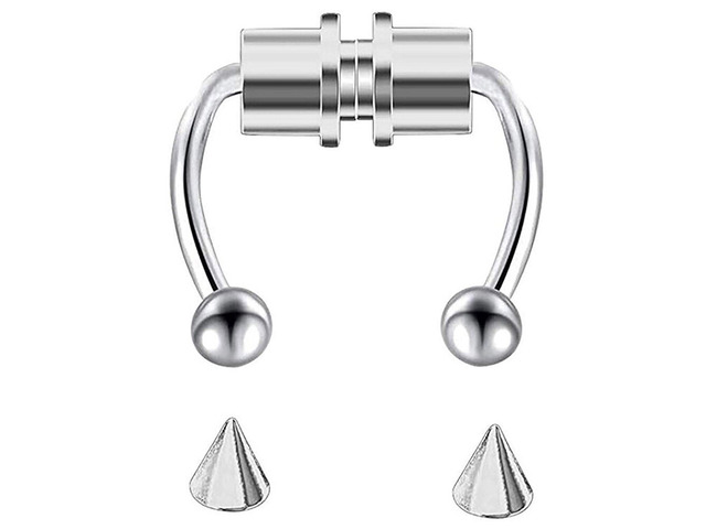 US 1 Pcs Magnetic Septum Nose Ring Stainless Steel Fake Non Piercing Nose Clip Aajia cibijiayinse 1ge