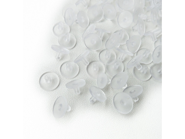 100 pcs 11mm Clear Silicone Pierced Earring Cushions Back Pads Disc Stoppers