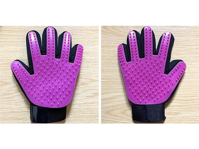 1 Pair Pet Dog Cat Deshedding Brush Grooming Glove Massage Hair Fur Removal US B