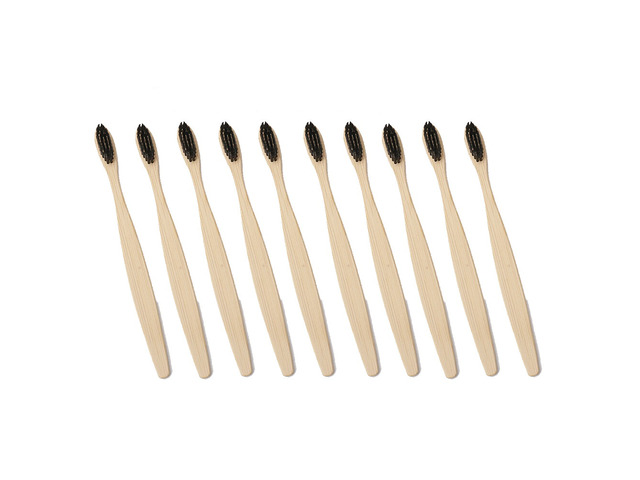 10Pcs Bamboo Toothbrush 100% Natural Organic Medium Bristle BPA-Free Bristles BN