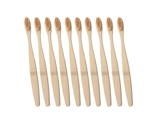 10Pcs Bamboo Toothbrush 100% Natural Organic Medium Bristle BPA-Free Bristles BN