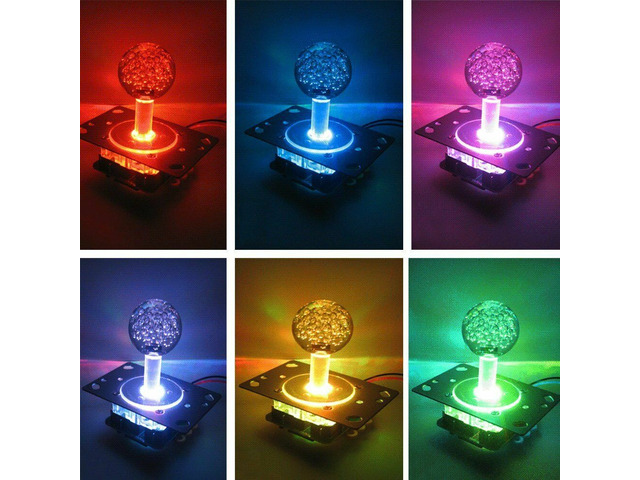 US Arcade LED Illuminated Joystick Colorful Switchable from 4 to 8 way operation