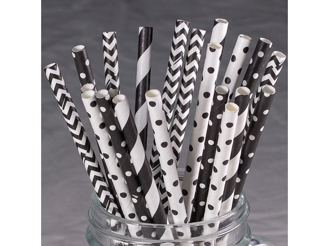 US 100~200 Bulk Packed Paper Straws Pattern Color -Biodegradable FDA Approved