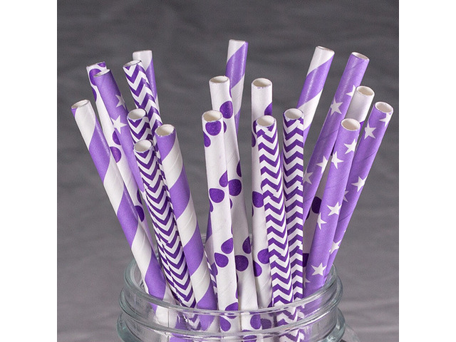 US 100~200 Bulk Packed Paper Straws Pattern Color -Biodegradable FDA Approved BR
