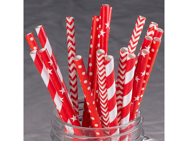 US 100~200 Bulk Packed Paper Straws Pattern Color -Biodegradable FDA Approved BR