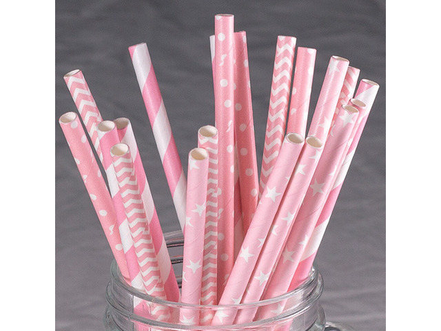US 100~200 Bulk Packed Paper Straws Pattern Color -Biodegradable FDA Approved BR