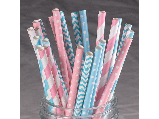 US 100~200 Bulk Packed Paper Straws Pattern Color -Biodegradable FDA Approved BR