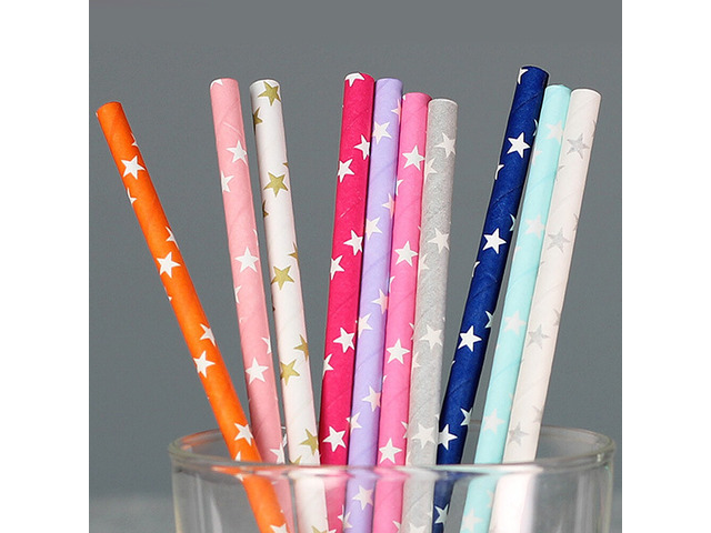 US 100~200 Bulk Packed Paper Straws Pattern Color -Biodegradable FDA Approved BR