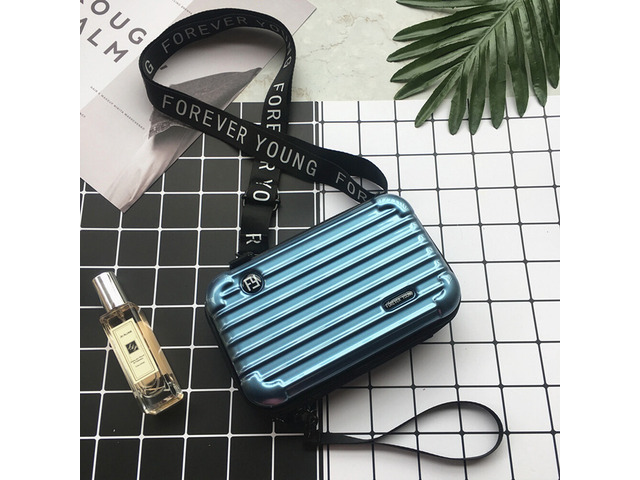 US Women Suitcase Box Shape Crossbody Shoulder Bag Letter Band Travel Carrying