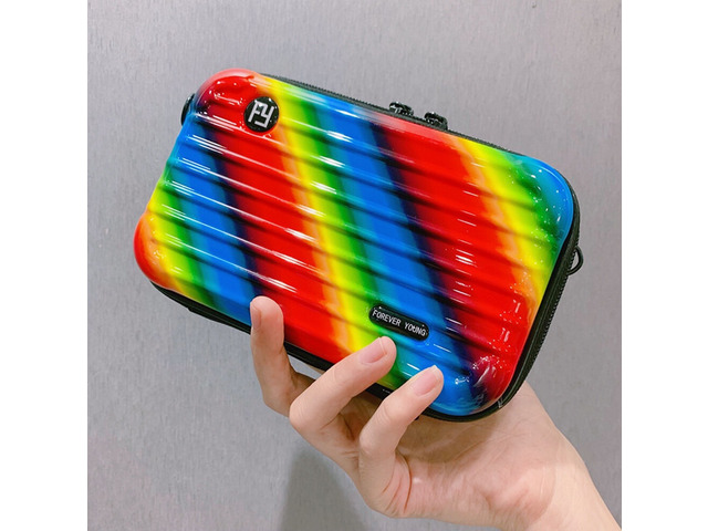 US Women Suitcase Box Shape Crossbody Shoulder Bag Letter Band Travel Carrying BS-4-a xinglidanjianbao caihong