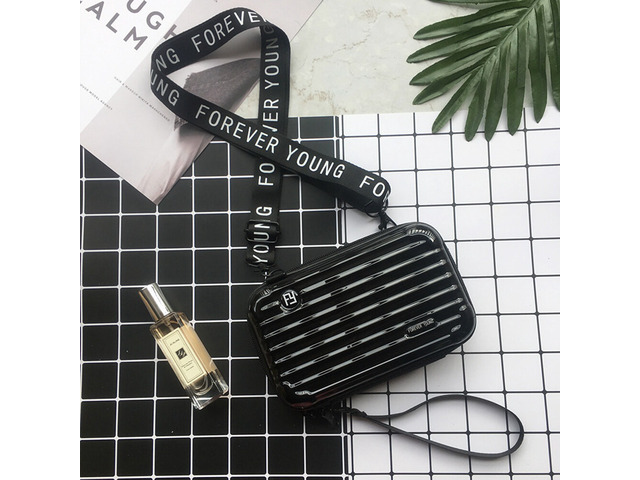US Women Suitcase Box Shape Crossbody Shoulder Bag Letter Band Travel Carrying B