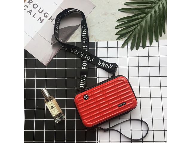 US Women Suitcase Box Shape Crossbody Shoulder Bag Letter Band Travel Carrying BS-4-a xinglidanjianbao hongse