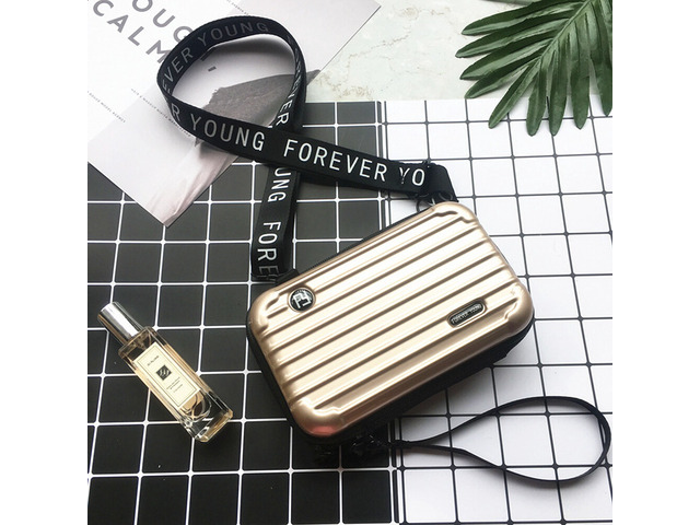 US Women Suitcase Box Shape Crossbody Shoulder Bag Letter Band Travel Carrying BS-4-a xinglidanjianbao jinse