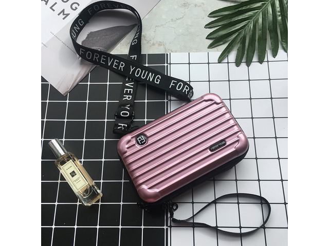 US Women Suitcase Box Shape Crossbody Shoulder Bag Letter Band Travel Carrying B