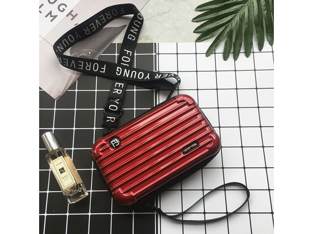 US Women Suitcase Box Shape Crossbody Shoulder Bag Letter Band Travel Carrying B