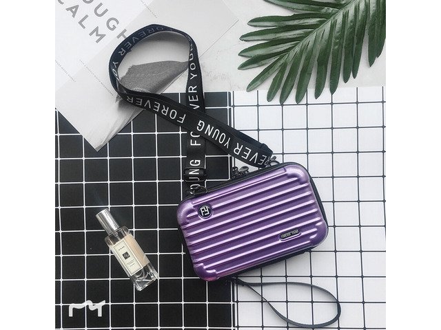US Women Suitcase Box Shape Crossbody Shoulder Bag Letter Band Travel Carrying B