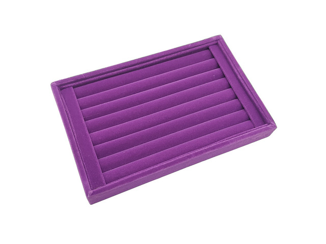 2 Pack Velvet Jewelry Ring Display Organizer Tray Holder Earring Storage Case pu