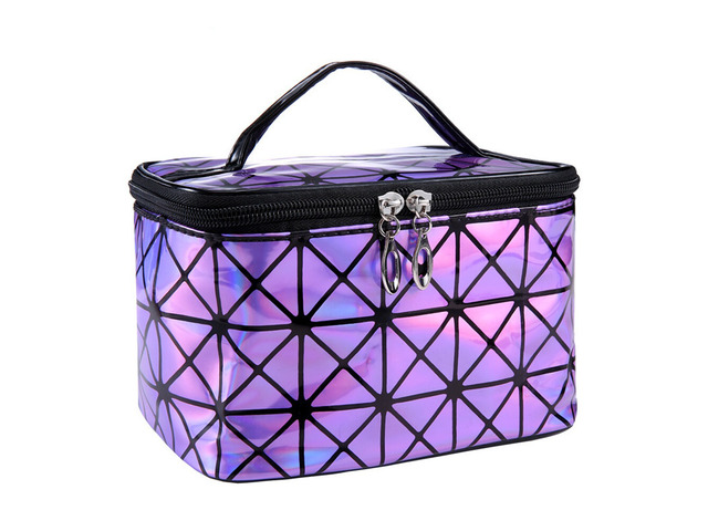 US Holographic Portable Travel Cosmetic Makeup Bag PU Handy Toiletry Waterproof 
