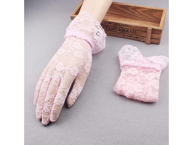 US 1 Pairs Sexy Lace Wrist Length Gloves w/ Ruffle Bride Wedding Prom Anti UV BY