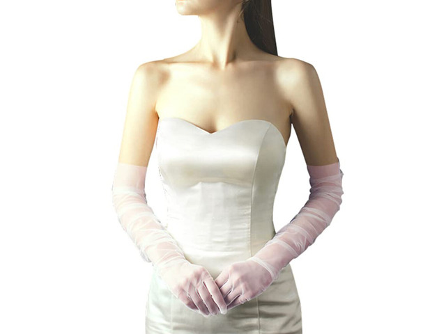 US 1 Paris 27'' Wedding Bridal Prom Sheer Tulle Long Elbow Gloves Party Opera