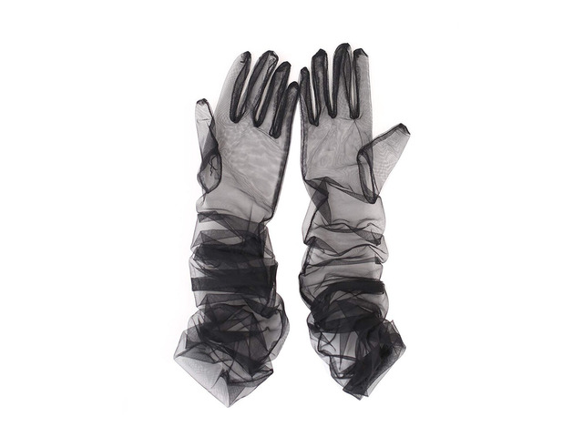 US 1 Paris 27'' Wedding Bridal Prom Sheer Tulle Long Elbow Gloves Party Opera BY-3-b 70cmbaoshashoutao heise 1shuang
