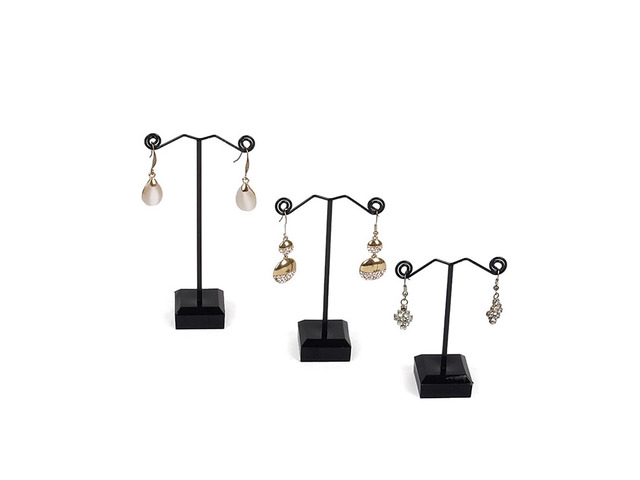 US 3 Pcs Alloy Earrings Display T-Shape Stand Showcase Jewelry Organizer Holder