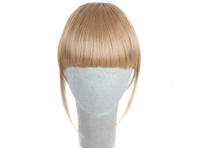 US Clip in on Thin Neat Bangs Human Hair Front Fringe Hair Extensions Hairpiece