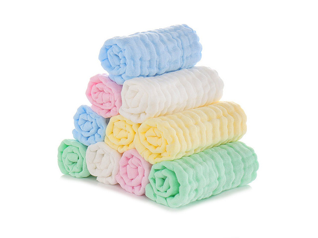 US 10 Baby Muslin Washcloths 12''x12'' Cotton Reusable Wipes Bath Bibs Towels