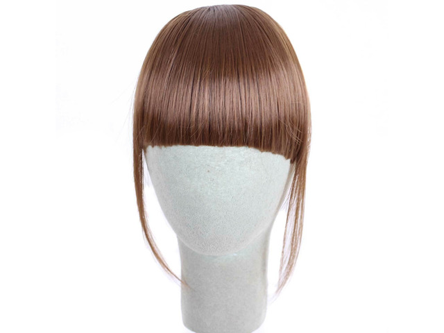 US Clip in on Thin Neat Bangs Human Hair Front Fringe Hair Extensions Hairpiece 