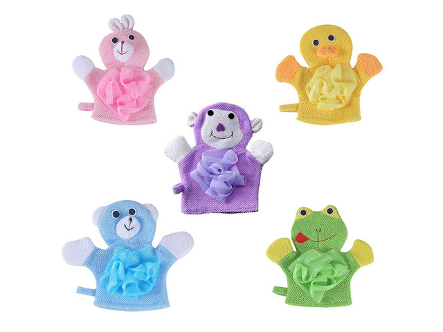 US 3-5 Pack Baby Kids Bath Lily Shower Gloves Sponge Hand Puppet Bath Wash Mitt
