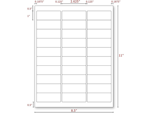 3000 Address Labels Amazon FBA Labels 30 Per Sheet 30UP 2.625''x1'' 100 Sheets