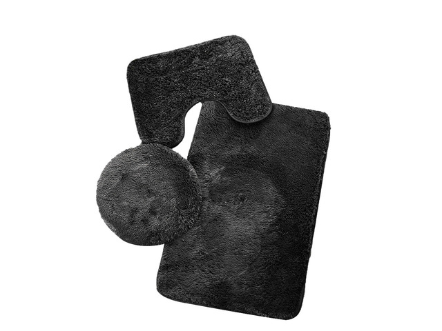 US 3-Piece Bathroom Rug Set Include U-Shaped Contour Toilet Mat Machine Washable