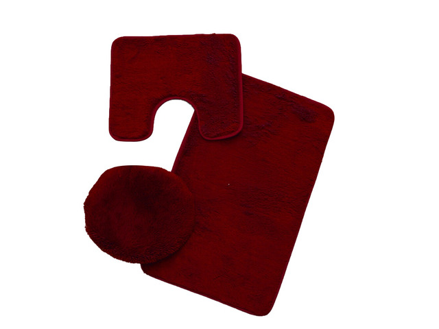 US 3-Piece Bathroom Rug Set Include U-Shaped Contour Toilet Mat Machine Washable