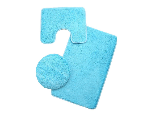 US 3-Piece Bathroom Rug Set Include U-Shaped Contour Toilet Mat Machine Washable