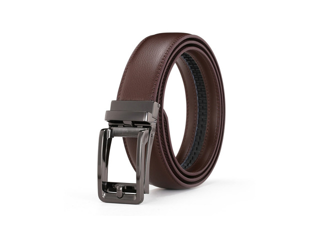 US Men Ratchet Belt Genuine Leather Belt w/ Slide Ratchet Automatic Click Buckle