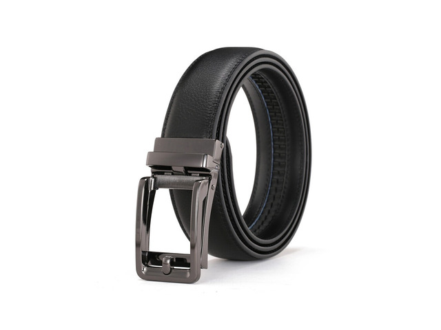 US Men Ratchet Belt Genuine Leather Belt w/ Slide Ratchet Automatic Click Buckle