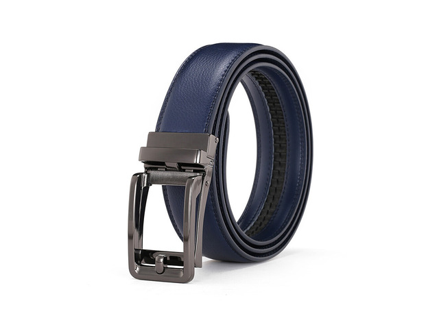 US Men Ratchet Belt Genuine Leather Belt w/ Slide Ratchet Automatic Click Buckle