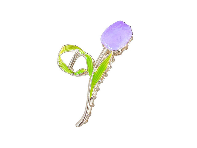 US 1 Pack Tulip Floral Enamel Large Metal Hair Claw Flower Blossom Hair Clips