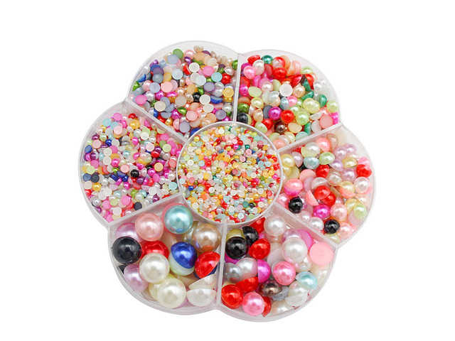 US 5600 Set DIY Half Artificial Pearl Bead Flat Back Beads Craft Nail Art