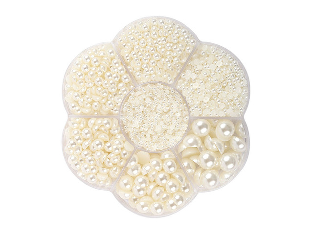 US 5600 Set DIY Half Artificial Pearl Bead Flat Back Beads Craft Nail Art DE-2-e