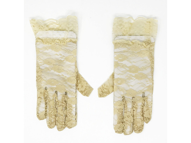 US 1 Pairs Sexy Lace Wrist Length Gloves w/ Ruffle Bride Wedding Prom Anti UV BY