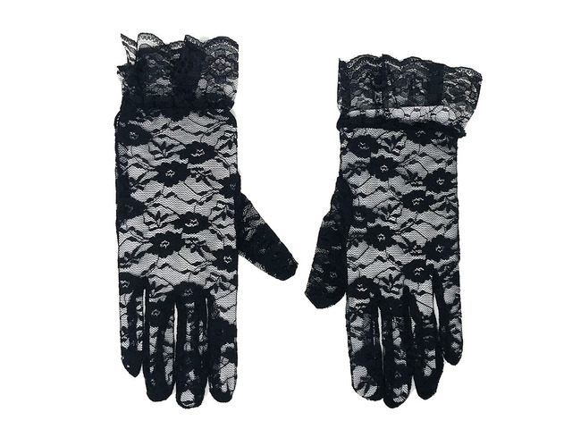 US 1 Pairs Sexy Lace Wrist Length Gloves w/ Ruffle Bride Wedding Prom Anti UV BY