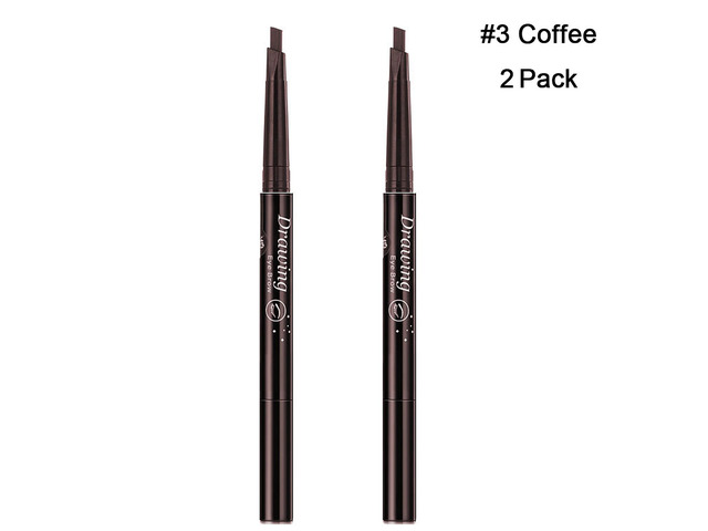 2 Pack Eyebrow Pencil Retractable Slant Tip with Brush Double-end Waterproof kaf