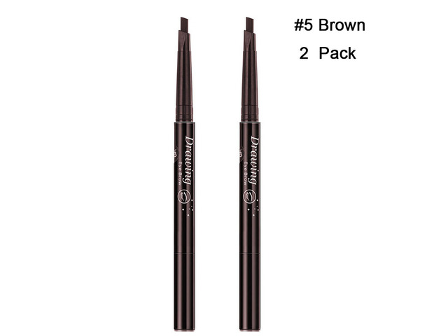2 Pack Eyebrow Pencil Retractable Slant Tip with Brush Double-end Waterproof zon