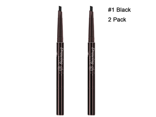 2 Pack Eyebrow Pencil Retractable Slant Tip with Brush Double-end Waterproof