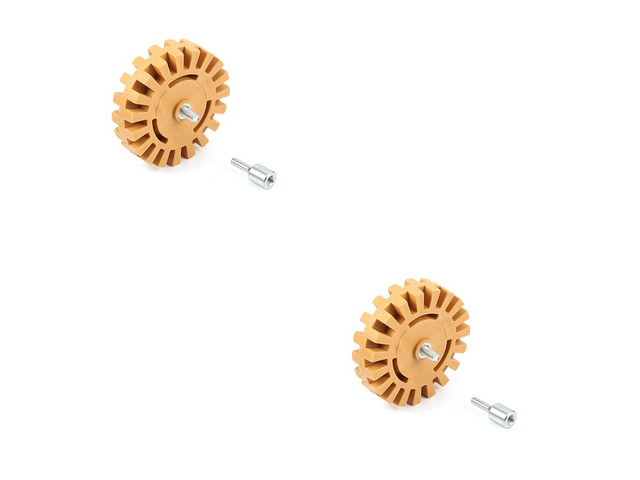 US 2 Pc 4 Decal Removal Wheel ABN Rubber Eraser Drill Arbor Adapter Pinstripe